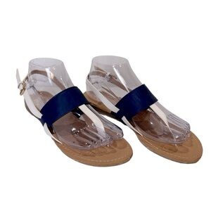 C Women’s Strappy Navy/White Thong/Buckle Sandal Size-6.5 NWOT